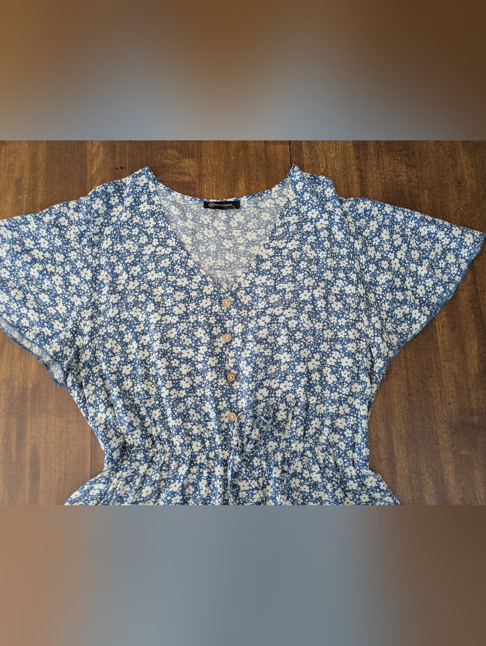 Pretty Garden Blue Floral Flowy Maxi Dress Large